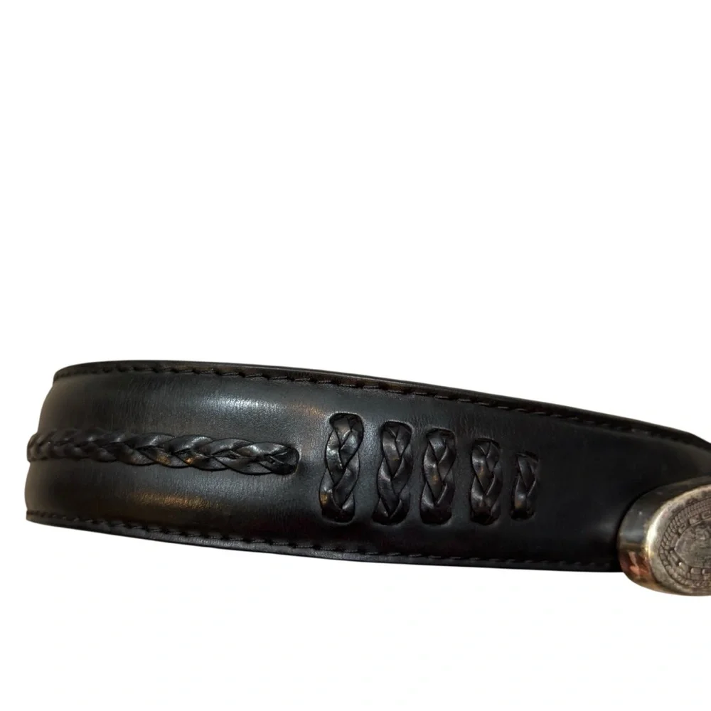 Vintage 1993 Onyx by Brighton Black Leather and Silver Belt Size‎ 38